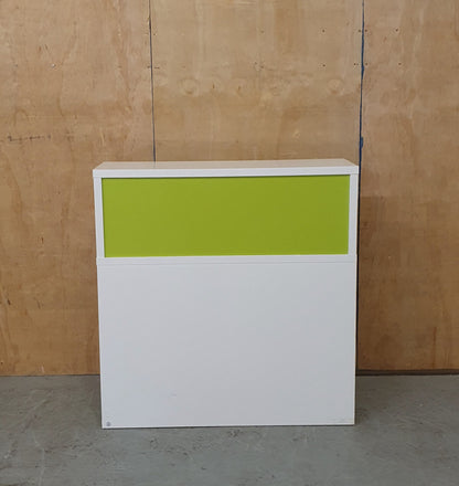 White and Lime Green Wodden Storage Unit with Pull-Out Drawer - EL104357