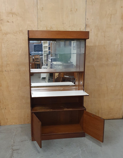 Vintage Sliding Glass Door Display Cabinet with Pull Out Middle Door and Bottom Cupboard - EL104538