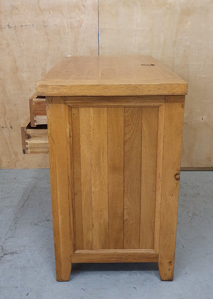 Large Pine Cabinet with 4 Top Drawers and 2 Doors with Shell Handles - EL103488
