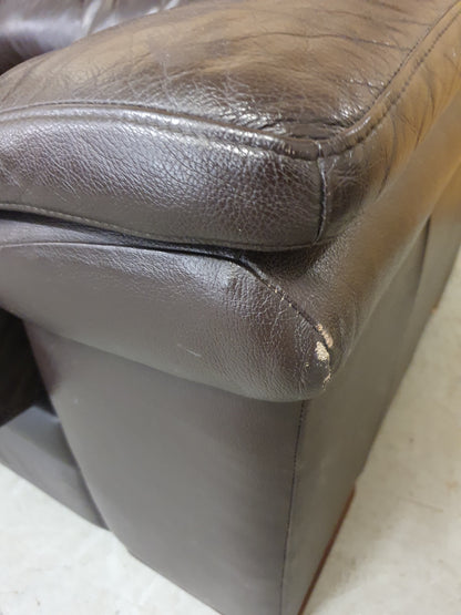 Brown Leather 2 Seater Sofa with Detachable Zipped Back Rests - 104869