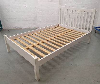 Small Double / Queen Size White Wooden Bedframe - 191124-11