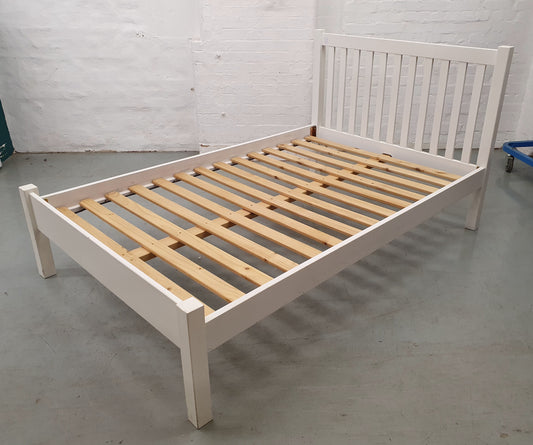 Queen Size White Wooden Bedframe - 102753