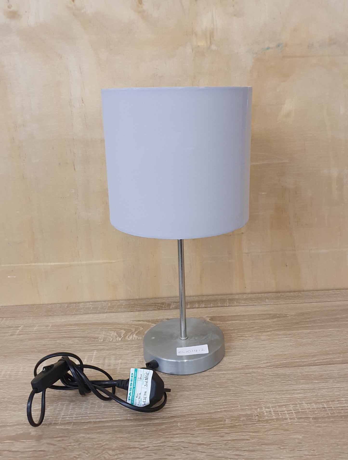 Chrome Lamp Stand with Grey Shade - EL101412