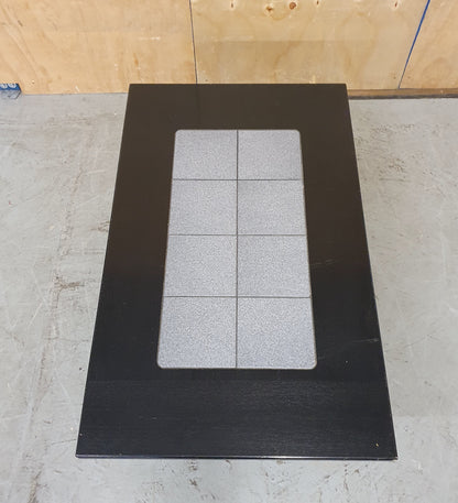 Black Wood Coffee Table with Grey Tiled Middle Area - 104838