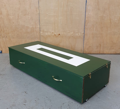 Dark Green Wooden Storage Trunk/Box with Removable Lid and Castor Wheels - 010525-02