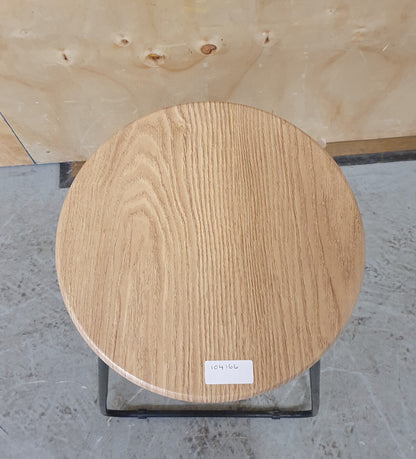 Single Round Wood Seat Bar Stool with Black Metal Frame - 104166
