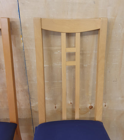 2 Matching Wood Dining Chairs with Blue Fabric Covered Seats - EL104557 / EL104558