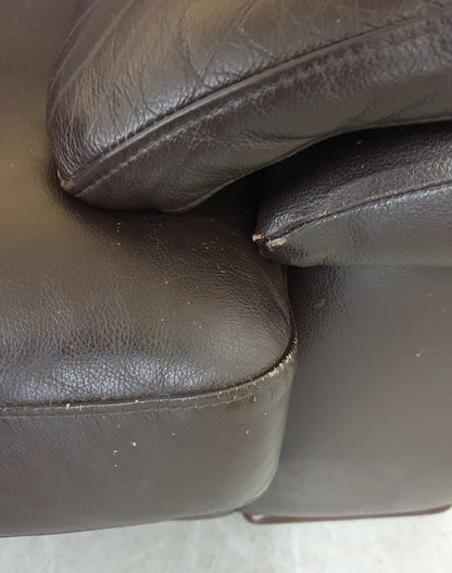 Brown Leather 2 Seater Sofa with Detachable Zipped Back Rests - 104869