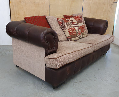 Brown 2 Seater Sofa with Cushioned Seat Back - 191024-01