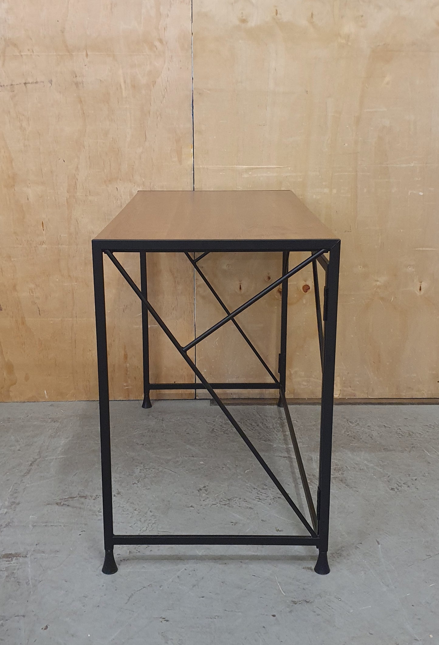 Small Modern Desk with Wood Top and Black Metal Frame - 104835