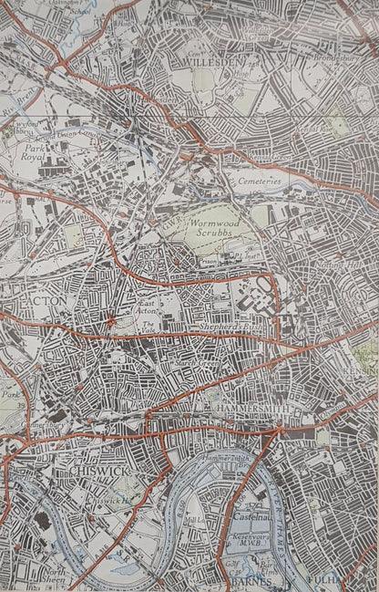River Thames Map in Black Faux Leather Frame - 050425-02