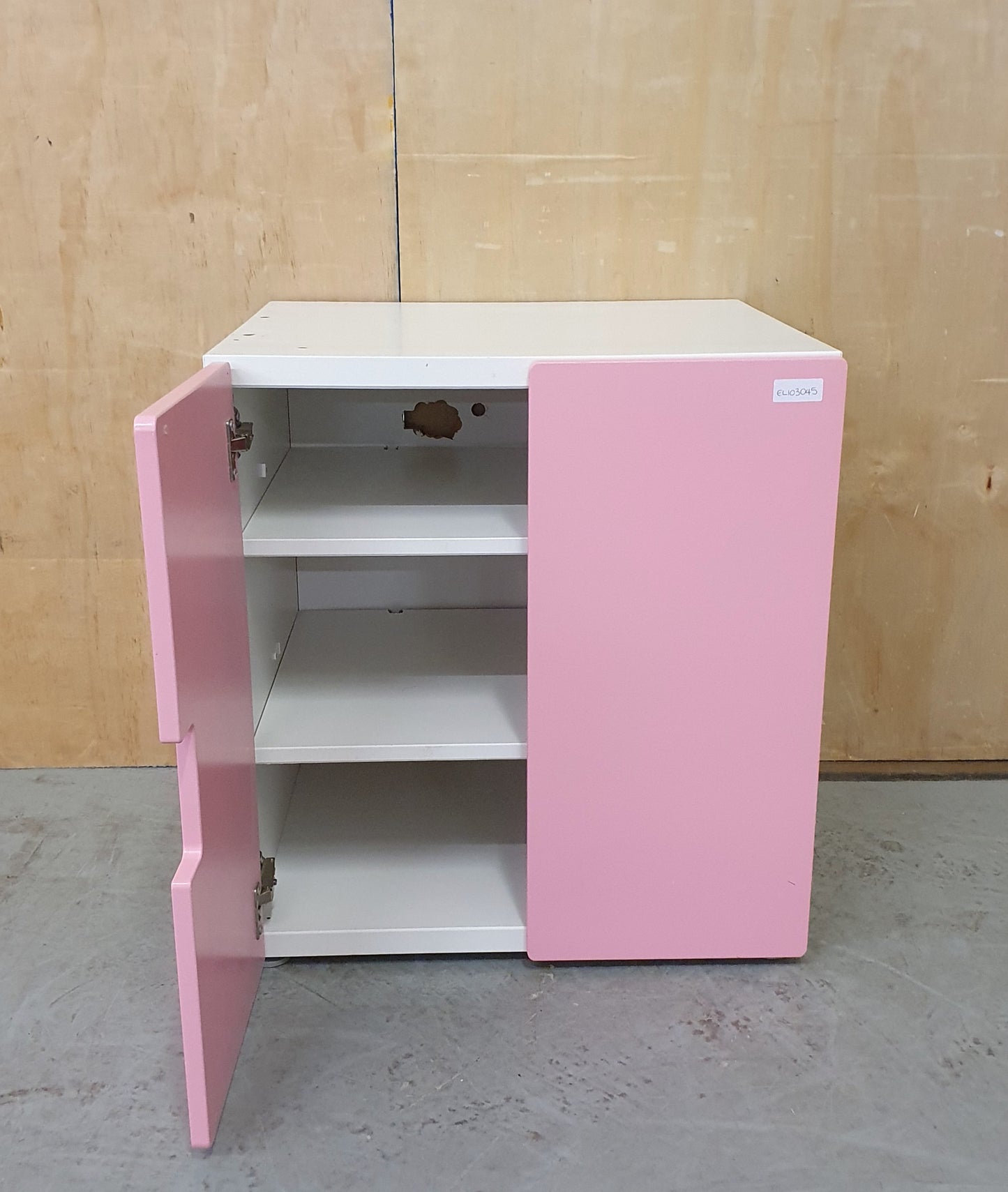 Pink and White 2 Door Children's Storage Cabinet with Interior Shelving - EL103045