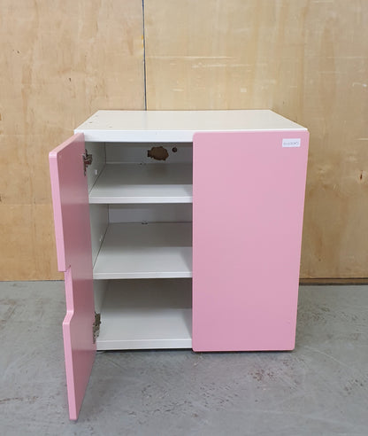 Pink and White 2 Door Children's Storage Cabinet with Interior Shelving - EL103045