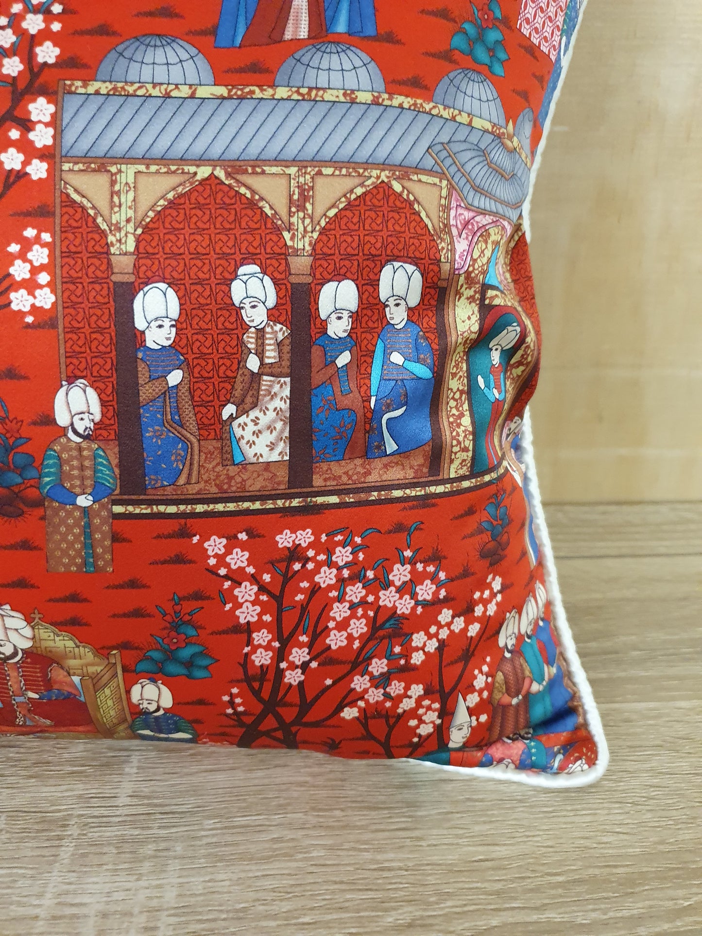 MAYRIDGES Silk Cushion Cover with Printed Design Zip - M140824-04