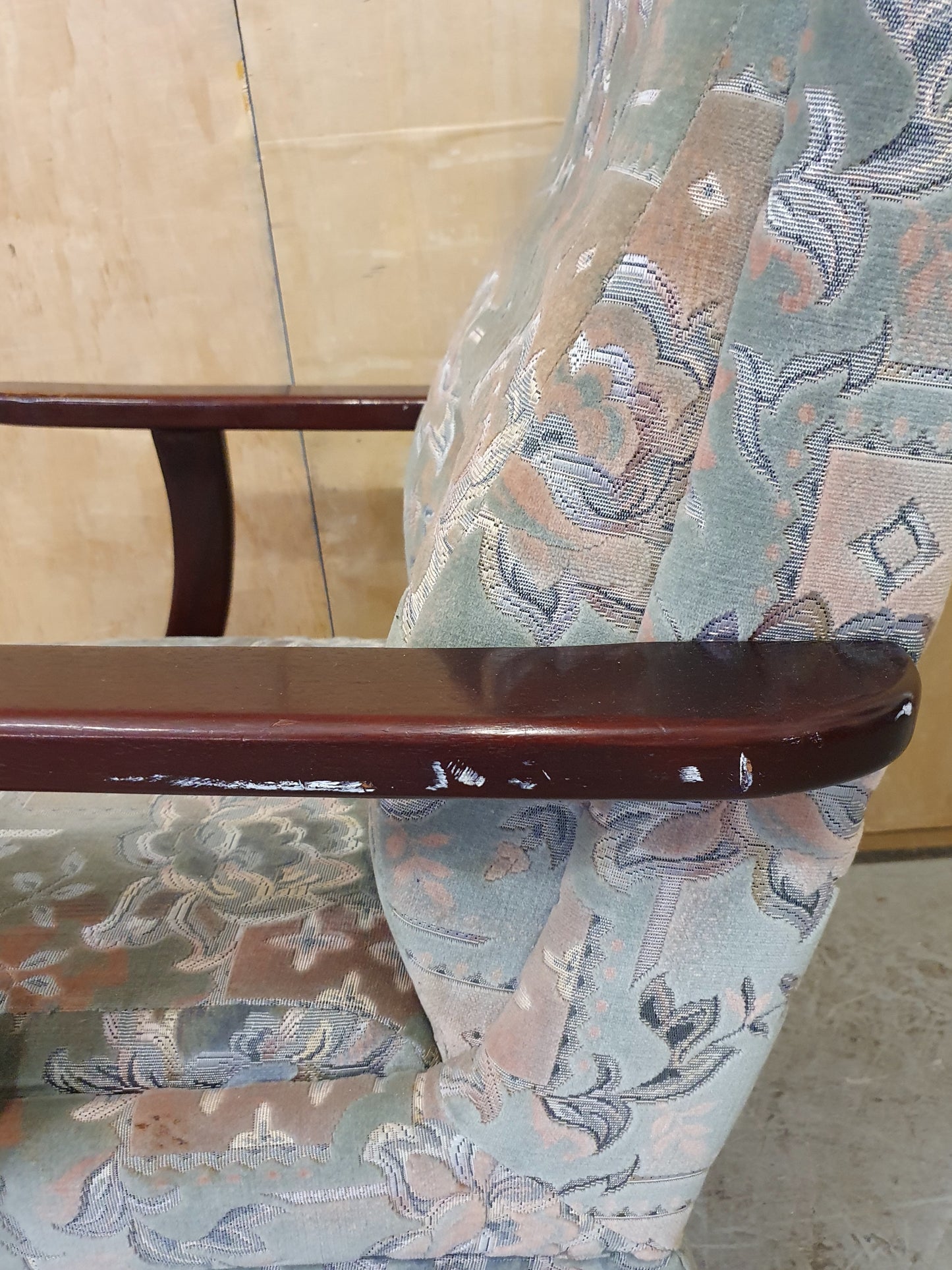 Vintage Highback Velvet Armchair with Cabriole Front Feet - EL104248
