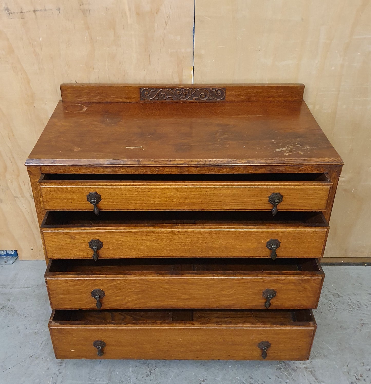 Vintage 4 Drawer Chest of Drawers with Engraved Top Panel - 104810