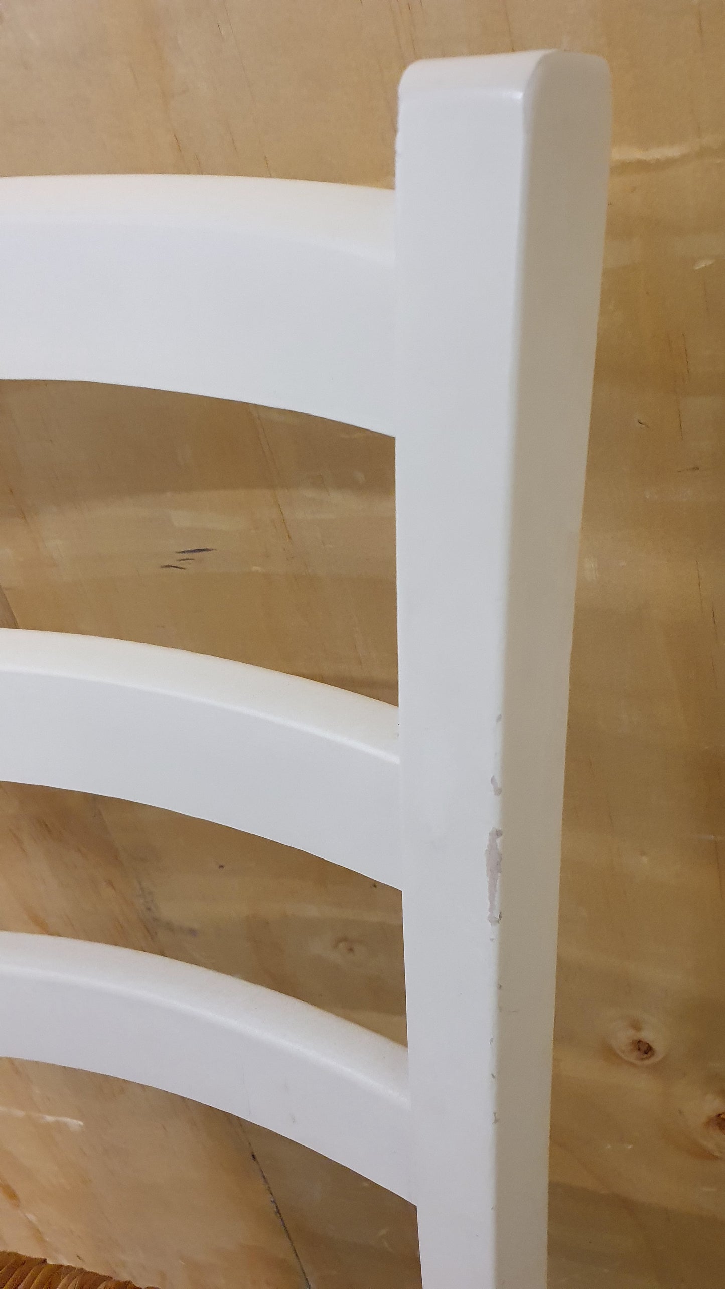 Single White Wood Chair with Straw Seat - EL104928