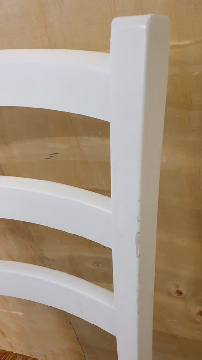 Single White Wood Chair with Straw Seat - EL104928