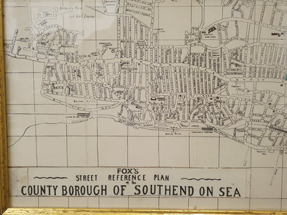 Large Southend on Sea Map in Wooden Frame - 050425-01