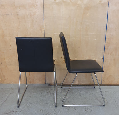 IKEA LILLANAS 2 Matching Black Faux Leather Dining Chairs - 104777 / 104778