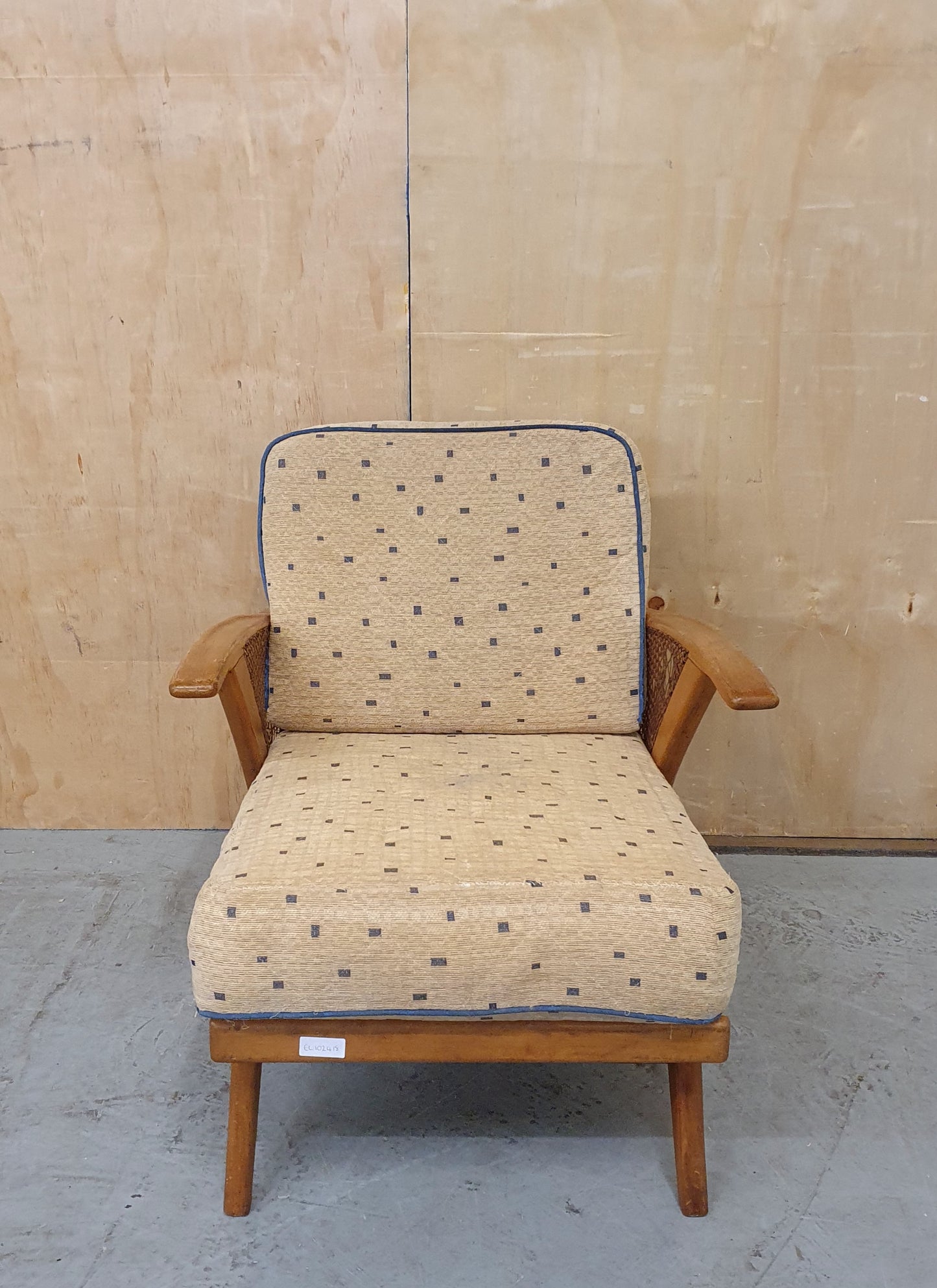 Mid Century Design Low Armchair with Rattan Sides - EL102418