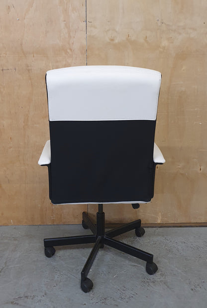 Black and White Faux Leather Height Adjustable Office Chair on Castor Wheels - 104834