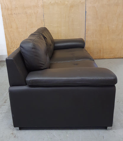 Dark Brown Faux Leather 2 Seater Sofa - 040725-14