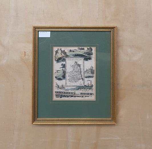 Northumberland Map Vintage Art Print in Gold Frame - 103829