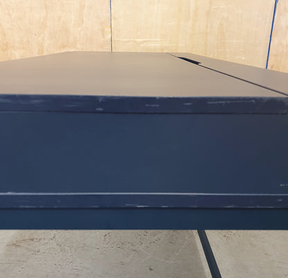 IKEA ALEX Navy Blue Desk with Back Panel Section and 2 Drawers - 103908