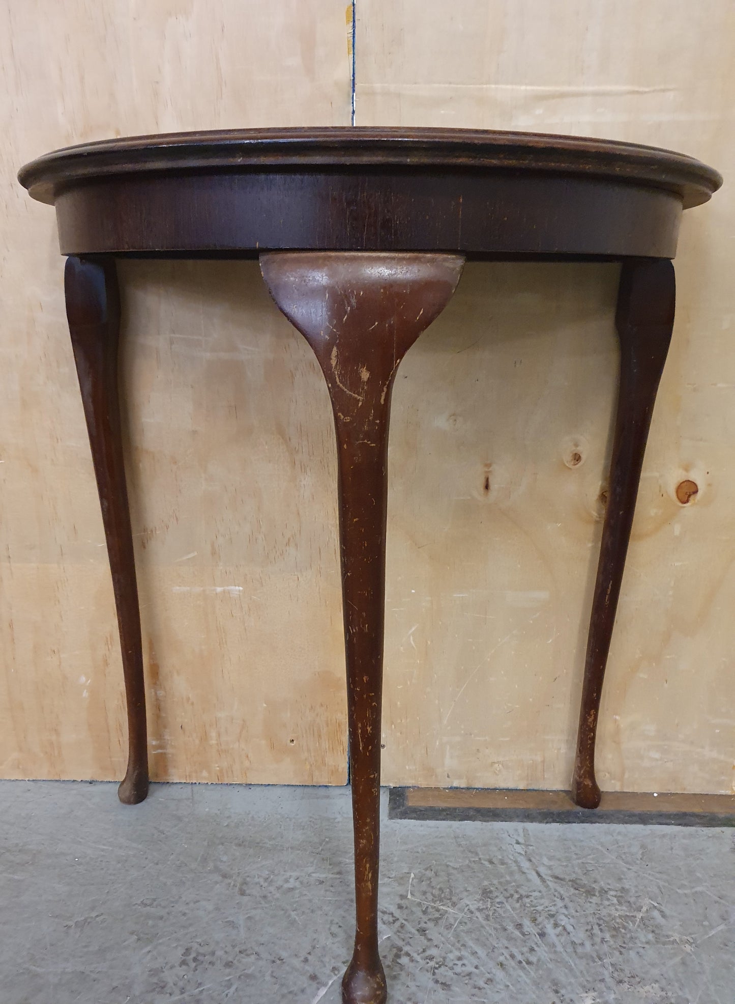 Mahogany Half Moon Glass Top Table with Cabriole Legs - 104900