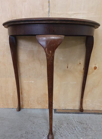 Mahogany Half Moon Glass Top Table with Cabriole Legs - 104900