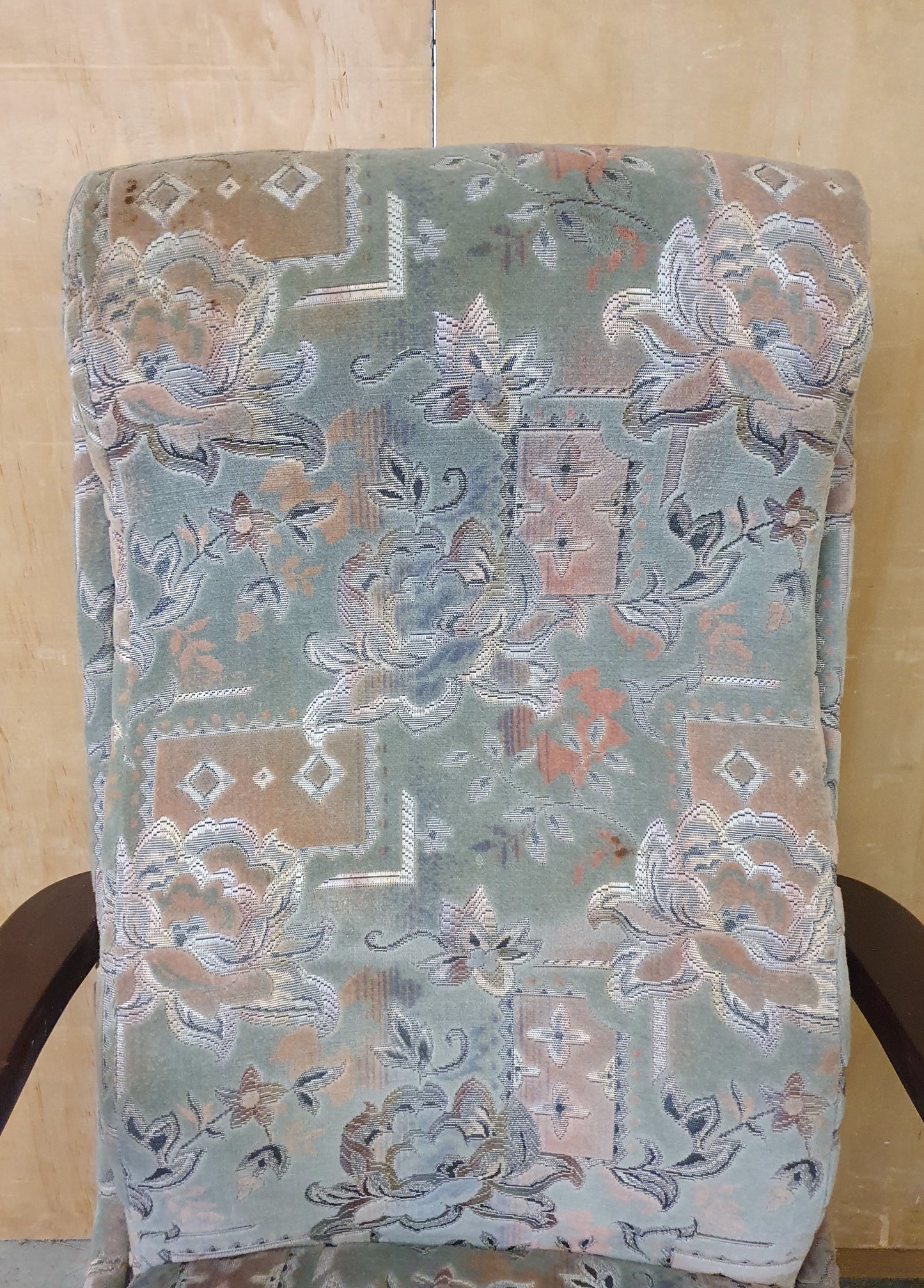 Vintage Highback Velvet Armchair with Cabriole Front Feet - EL104248