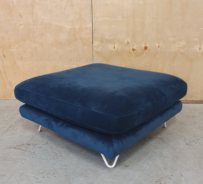 Large Navy Blue Velvet Pouffe Footstool with 2 Additional Cushions - 290925-10