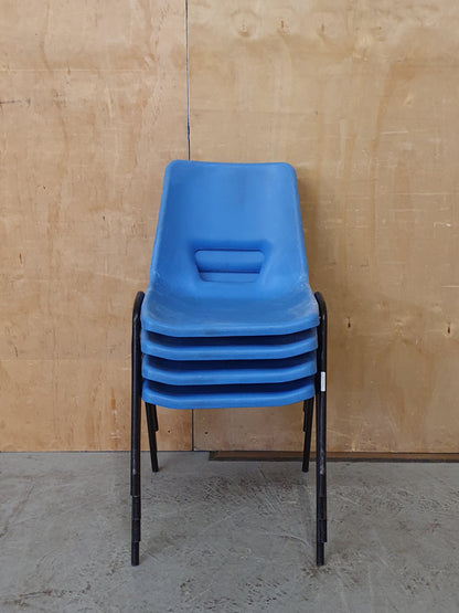 4 Matching Blue Plastic Stackable Chairs with Black Metal Legs - 103963/103964/103965/103966