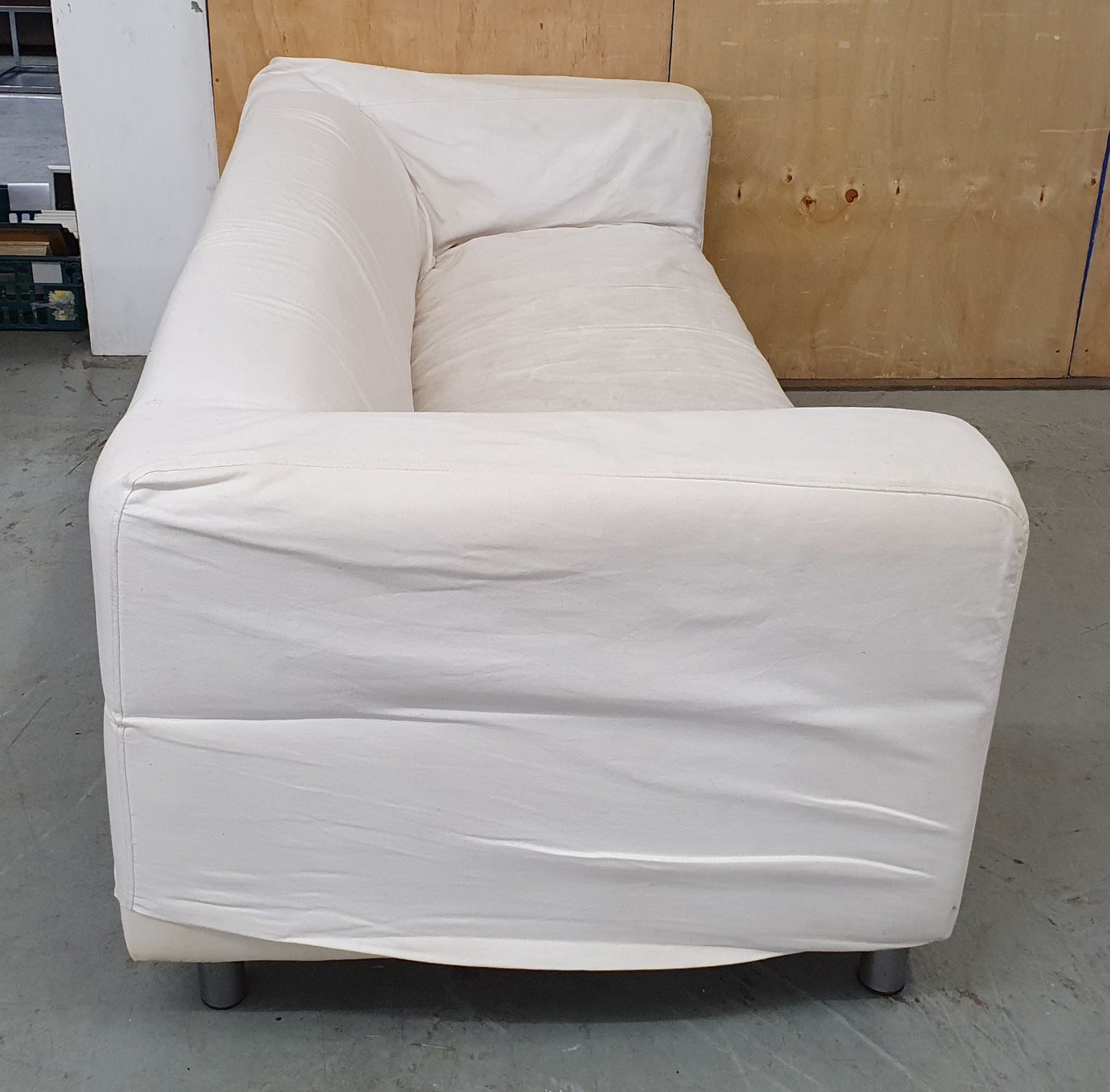 White 2 Seater Sofa with Removable Feet - 160924-01