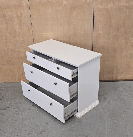 White Wood 4 Drawer Chest of Drawers - 310825-02