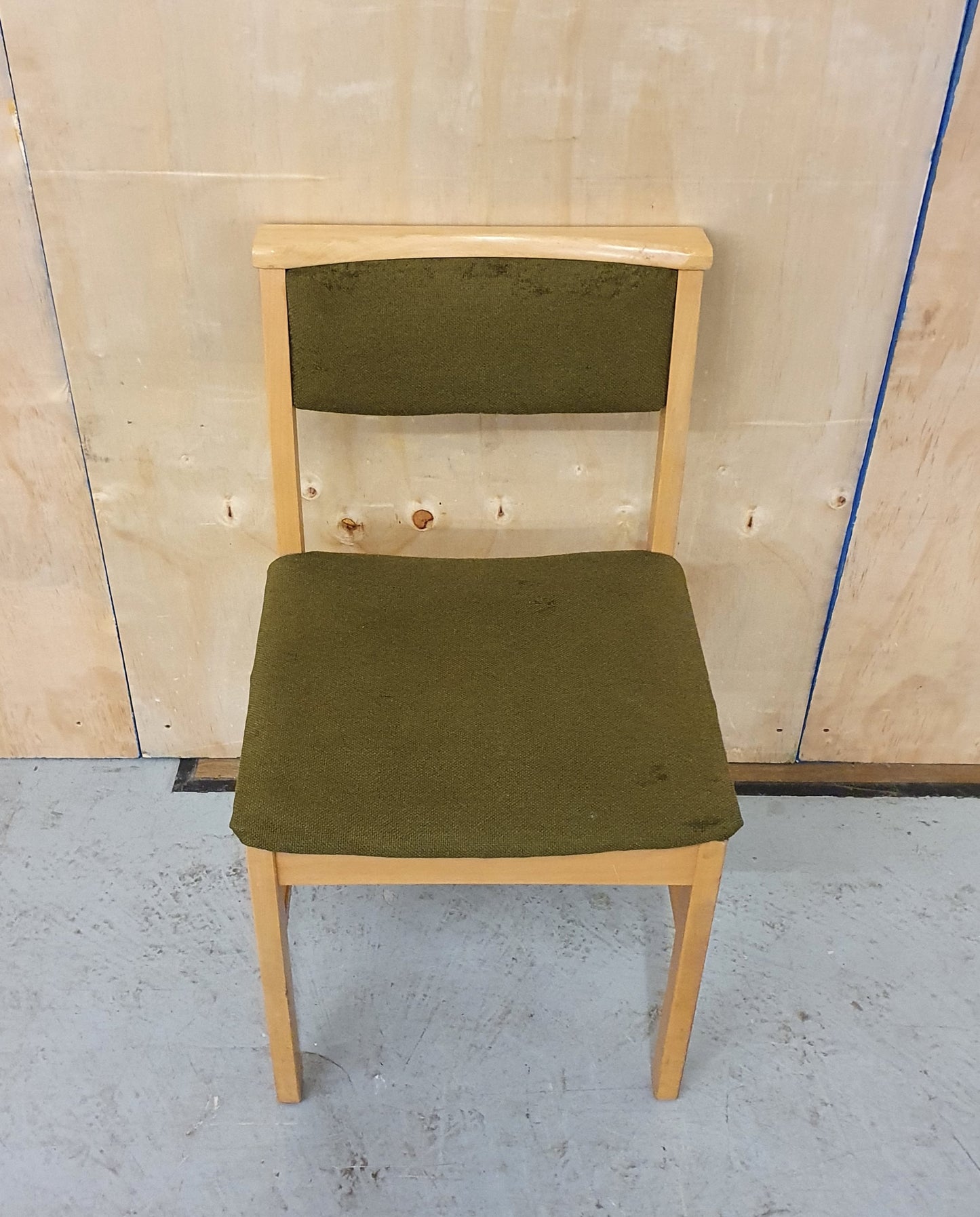 Single Olive Green Fabric Wooden Chair - 140224-06