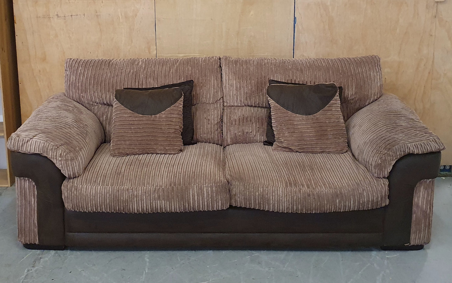 Brown Chunky Corduroy 2 Seater Sofa with Scatter Cushions - 1046111