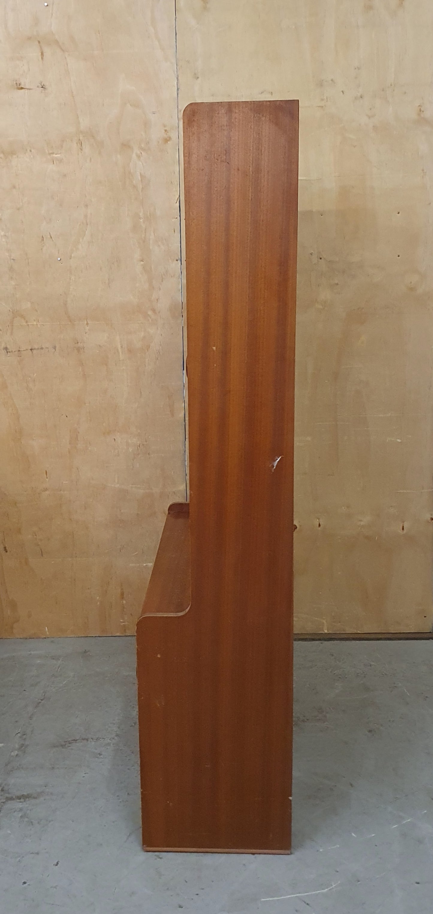 Vintage Wood Display Cabinet with Sliding Top Glass Doors Extra Storage Areas and on Wheels - 104537