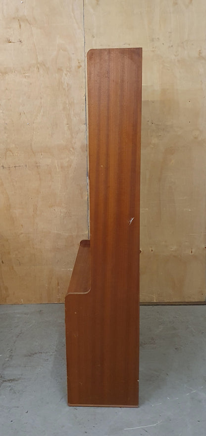 Vintage Wood Display Cabinet with Sliding Top Glass Doors Extra Storage Areas and on Wheels - 104537