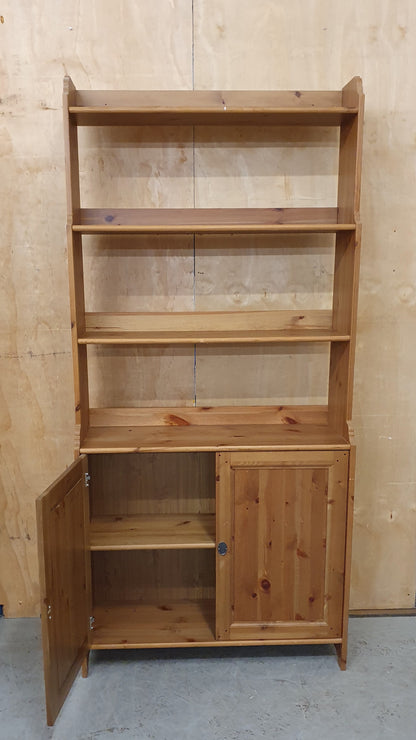 Tall Wooden Shelving Unit with 2 Bottom Doors - 103386