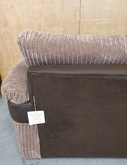Brown Chunky Corduroy 2 Seater Sofa with Scatter Cushions - 1046111