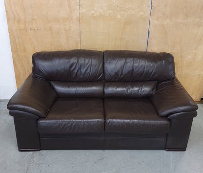 Brown Leather 2 Seater Sofa with Detachable Zipped Back Rests - 104869