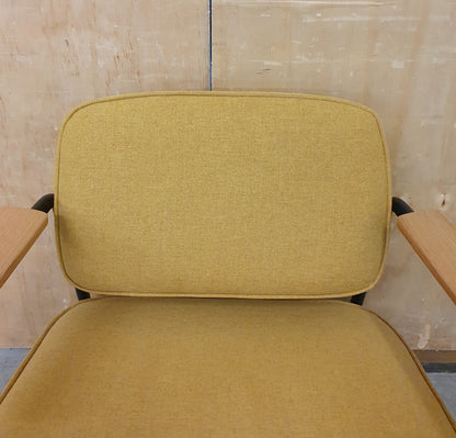 Modern Mustard Accent Chair with Black Metal Frame, Wood Armrest and Detachable Back Rest - 104869