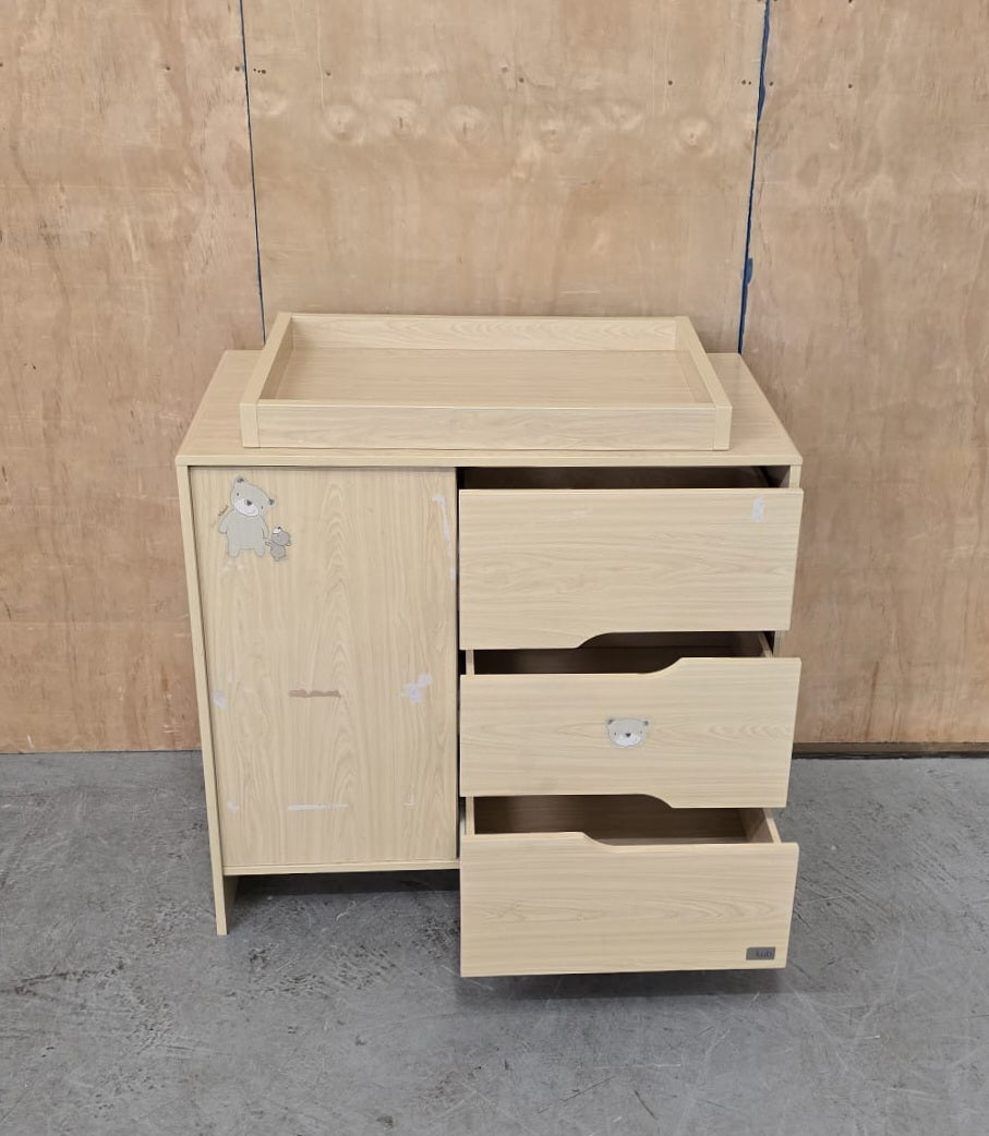 KUB Wood Baby Change Table with 3 Drawers and 1 Door - 104837