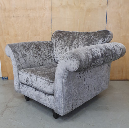 Grey Crushed Velvet Armchair - 104105