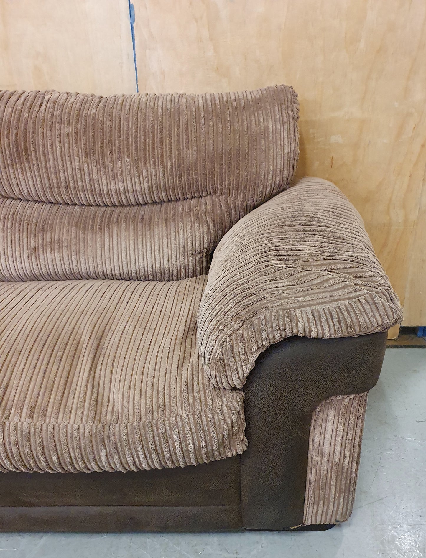 Brown Chunky Corduroy 2 Seater Sofa with Scatter Cushions - 1046111