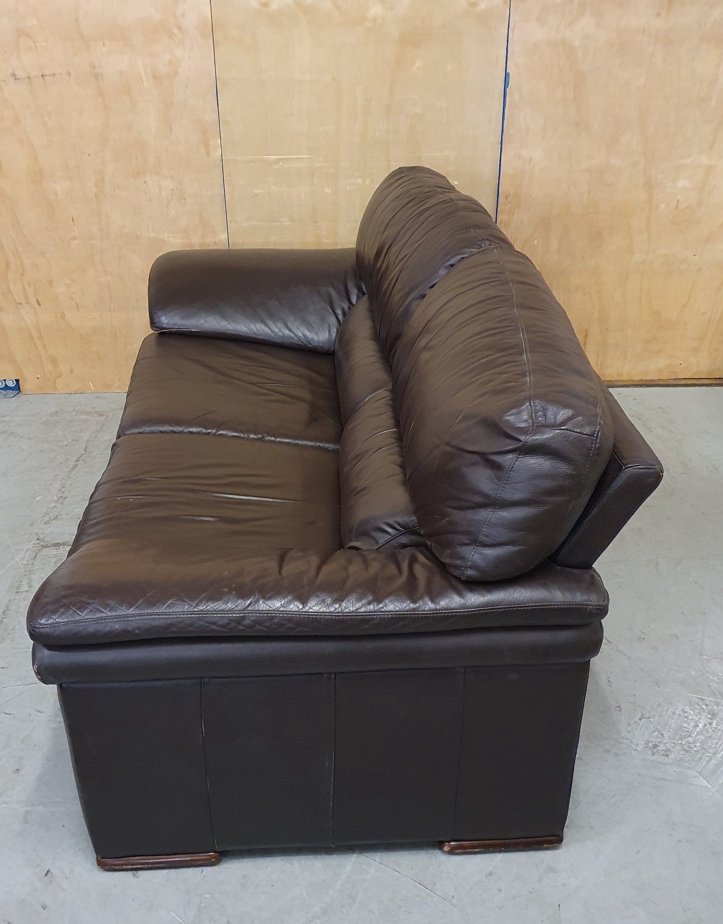 Brown Leather 2 Seater Sofa with Detachable Zipped Back Rests - 104869