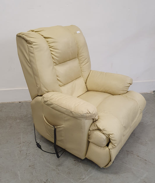 Cream Leather Electric Reclining Armchair - 102455