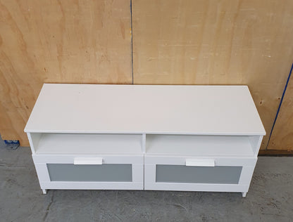 IKEA BRIMNES White TV Stand with 2 Deep Frosted Drawers - EL104907